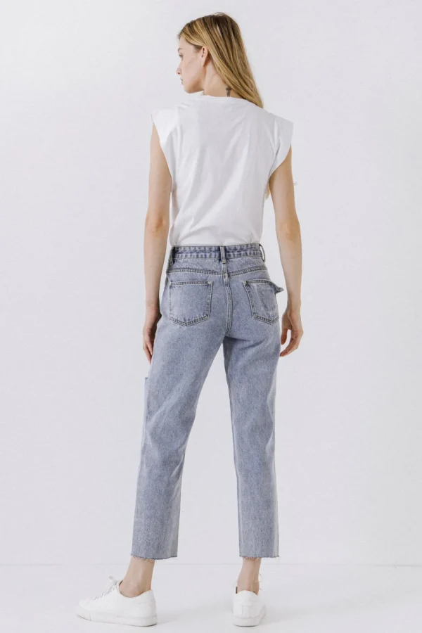 ENDLESS ROSE Tops*- Sleeveless Basic T-Shirt WHITE