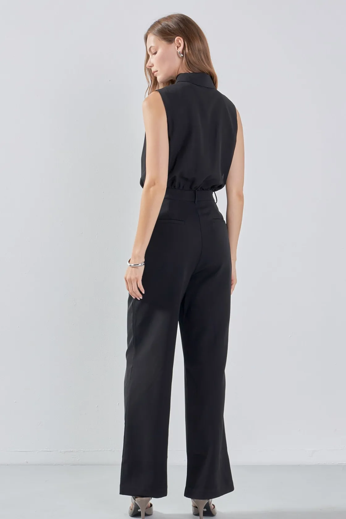 endless_rose__sleeveless__2.webp ENDLESS ROSE Tops | One Pieces*- Sleeveless Ruffle Jumpsuit BLACK
