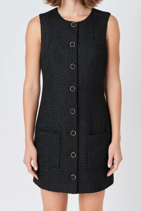ENDLESS ROSE Little Black Dress | Tweed Dresses*- Sleeveless Tweed Mini Dress
