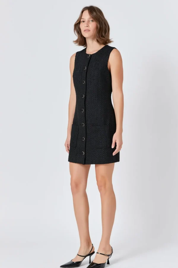 ENDLESS ROSE Little Black Dress | Tweed Dresses*- Sleeveless Tweed Mini Dress