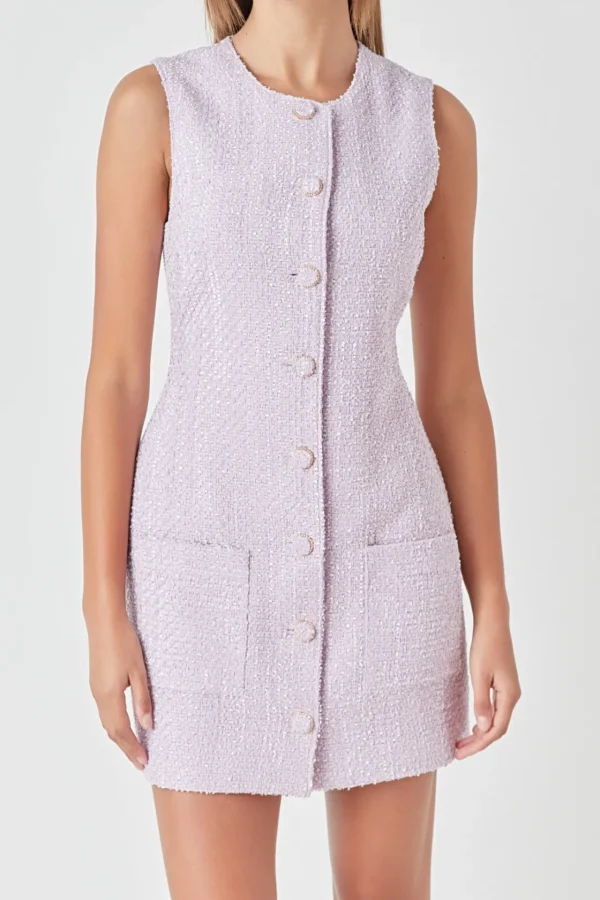 ENDLESS ROSE Little Black Dress | Tweed Dresses*- Sleeveless Tweed Mini Dress