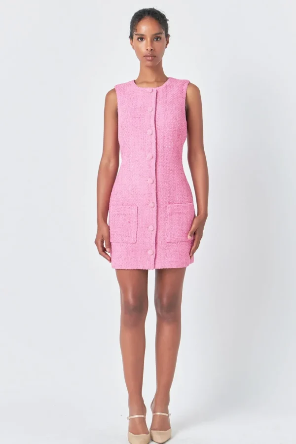 ENDLESS ROSE Little Black Dress | Tweed Dresses*- Sleeveless Tweed Mini Dress