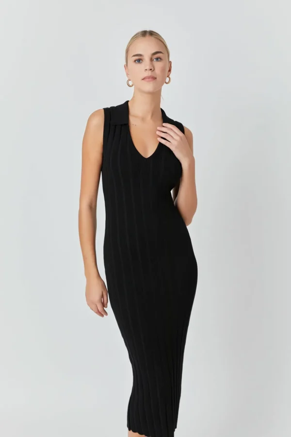 ENDLESS ROSE Bodycon Dresses | Sweaters & Knits*- Sleeveless Rib Knit Maxi Dress JETBLACK