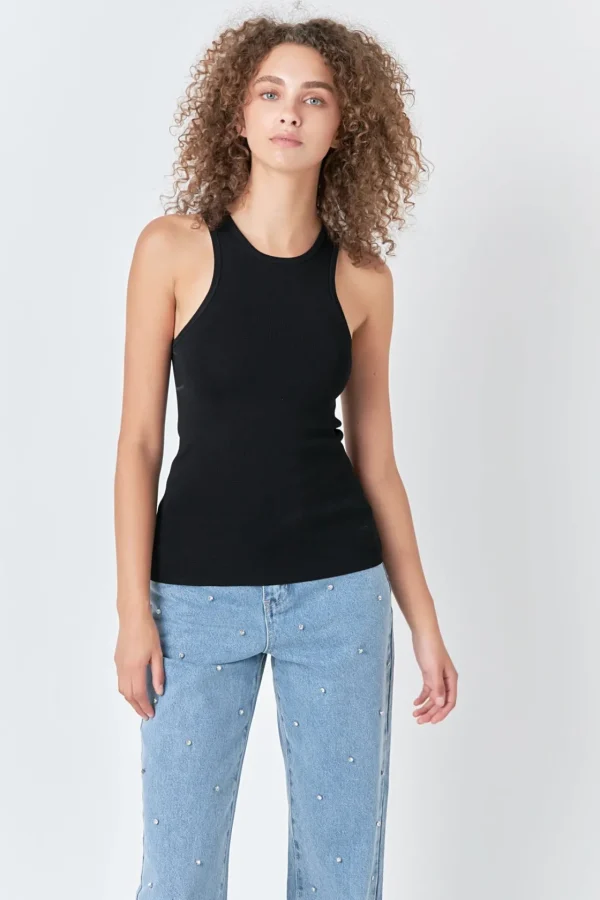 ENDLESS ROSE Tops*- Sleeveless Basic Knit Top