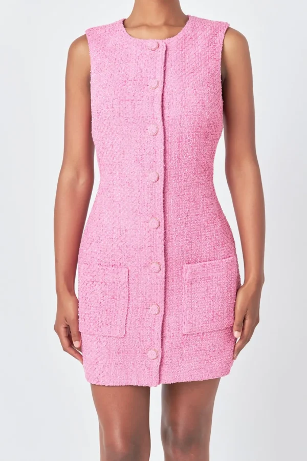 ENDLESS ROSE Little Black Dress | Tweed Dresses*- Sleeveless Tweed Mini Dress