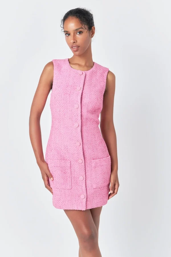 ENDLESS ROSE Little Black Dress | Tweed Dresses*- Sleeveless Tweed Mini Dress