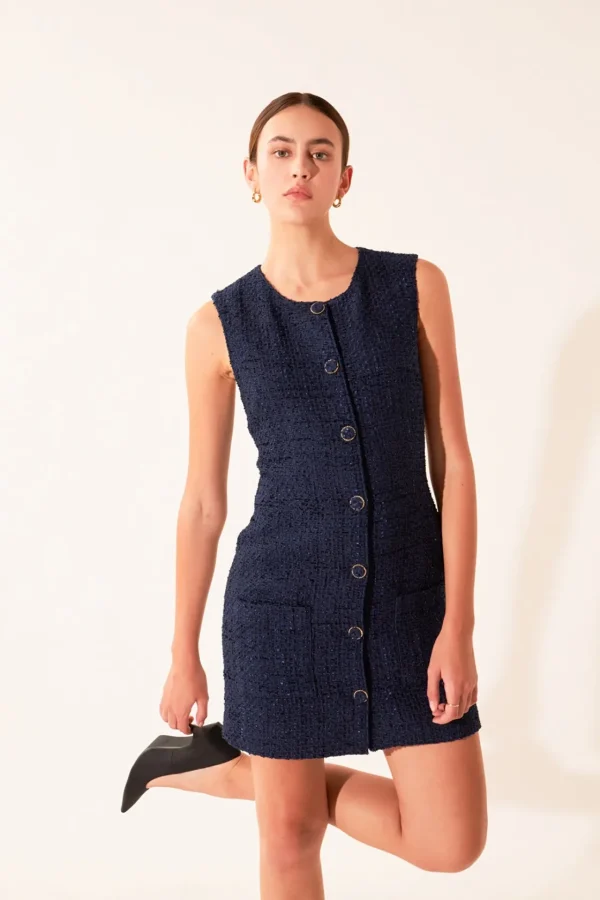 ENDLESS ROSE Little Black Dress | Tweed Dresses*- Sleeveless Tweed Mini Dress