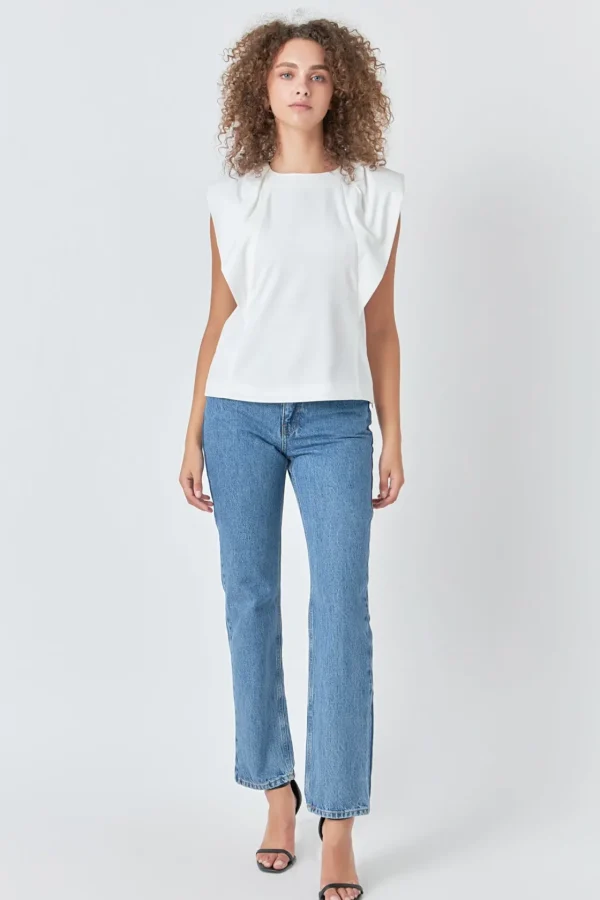 ENDLESS ROSE Tops*- Sleeveless Pleated Top