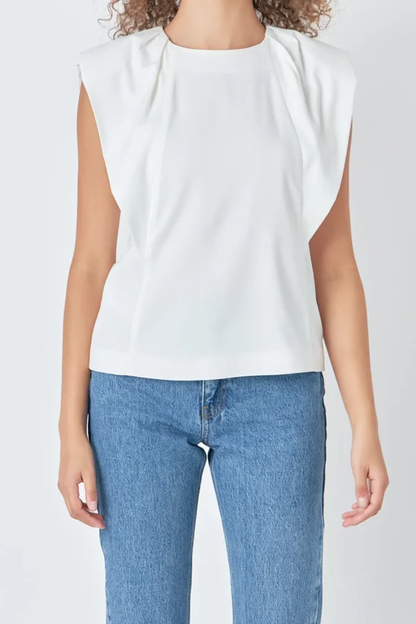 ENDLESS ROSE Tops*- Sleeveless Pleated Top