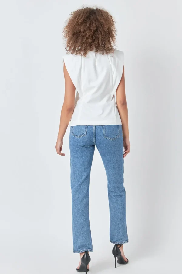 ENDLESS ROSE Tops*- Sleeveless Pleated Top