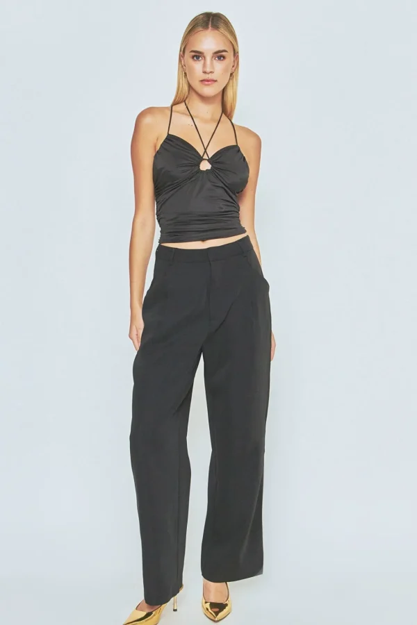 ENDLESS ROSE Tops*- Slinky Cutout Ruched Top