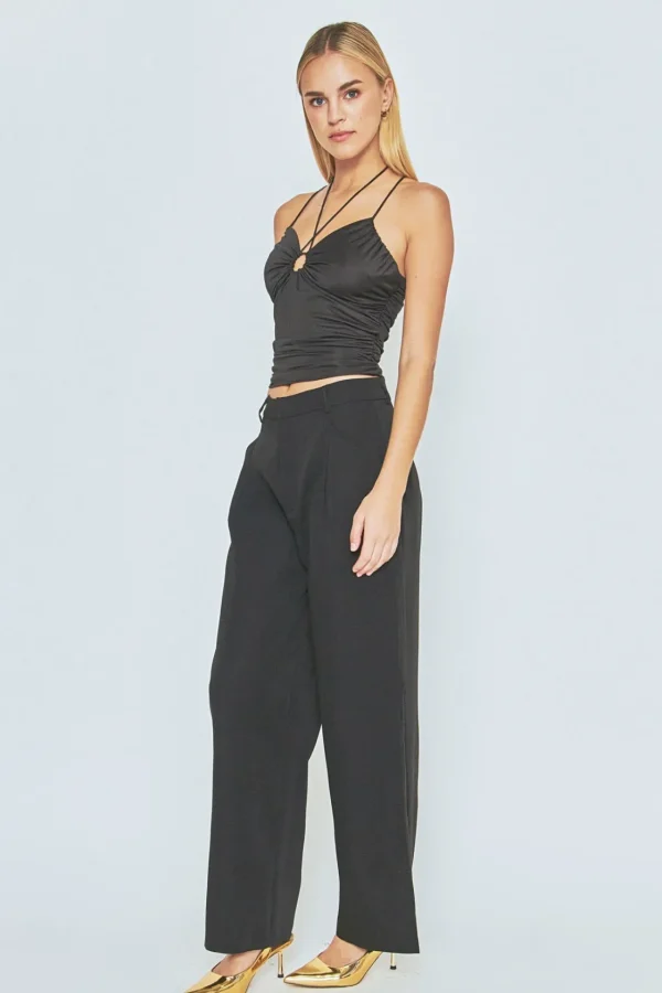 ENDLESS ROSE Tops*- Slinky Cutout Ruched Top