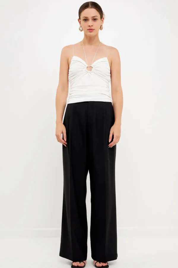 ENDLESS ROSE Tops*- Slinky Cutout Ruched Top