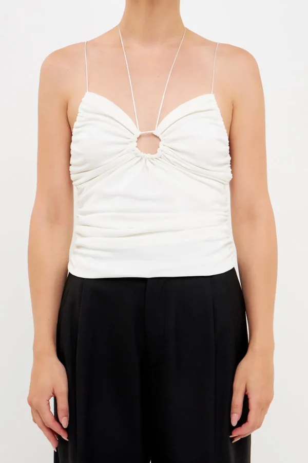 ENDLESS ROSE Tops*- Slinky Cutout Ruched Top