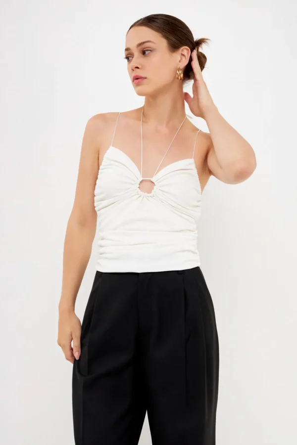 ENDLESS ROSE Tops*- Slinky Cutout Ruched Top