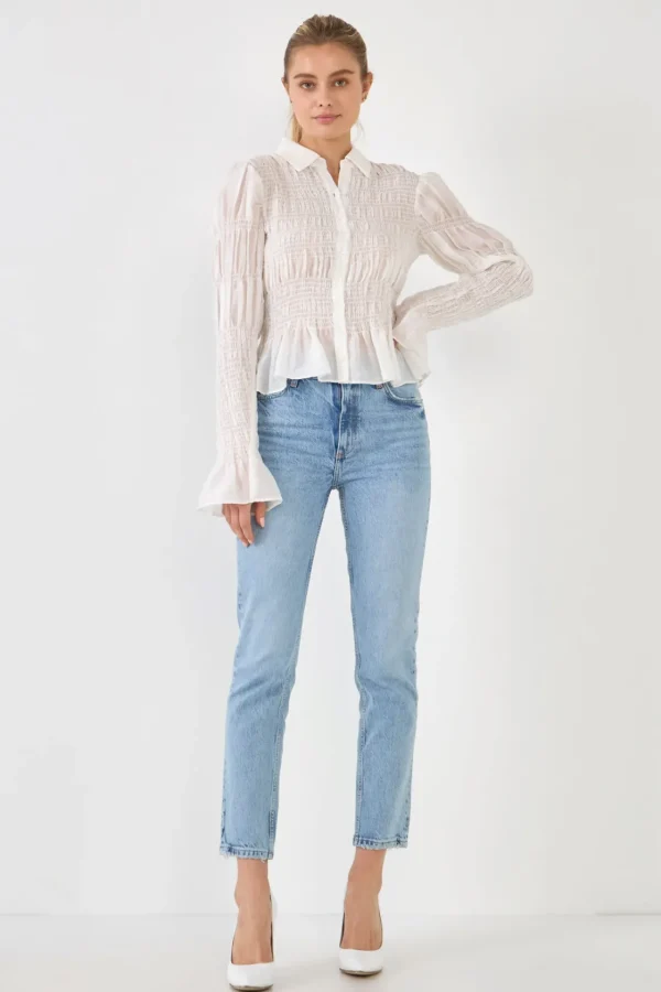 ENDLESS ROSE Shirts & Blouses*- Smocked Blouse WHITE