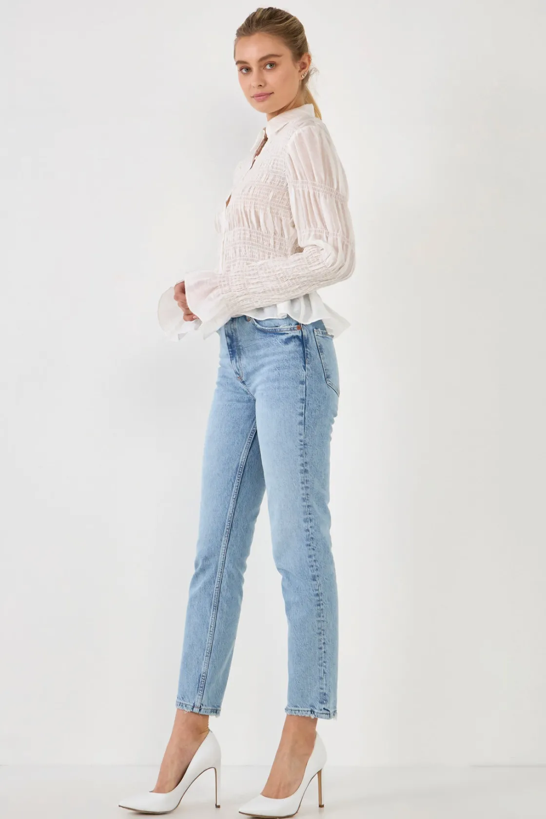 endless_rose__smocked_blo_2.webp ENDLESS ROSE Shirts & Blouses*- Smocked Blouse WHITE