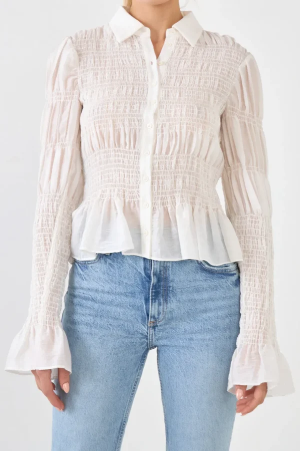ENDLESS ROSE Shirts & Blouses*- Smocked Blouse WHITE