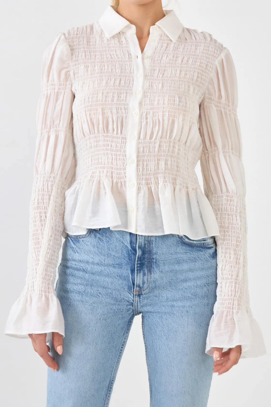 endless_rose__smocked_blo_3.webp ENDLESS ROSE Shirts & Blouses*- Smocked Blouse WHITE