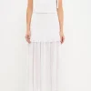 ENDLESS ROSE Tops*- Smocked Drop Waist Combination Maxi WHITE