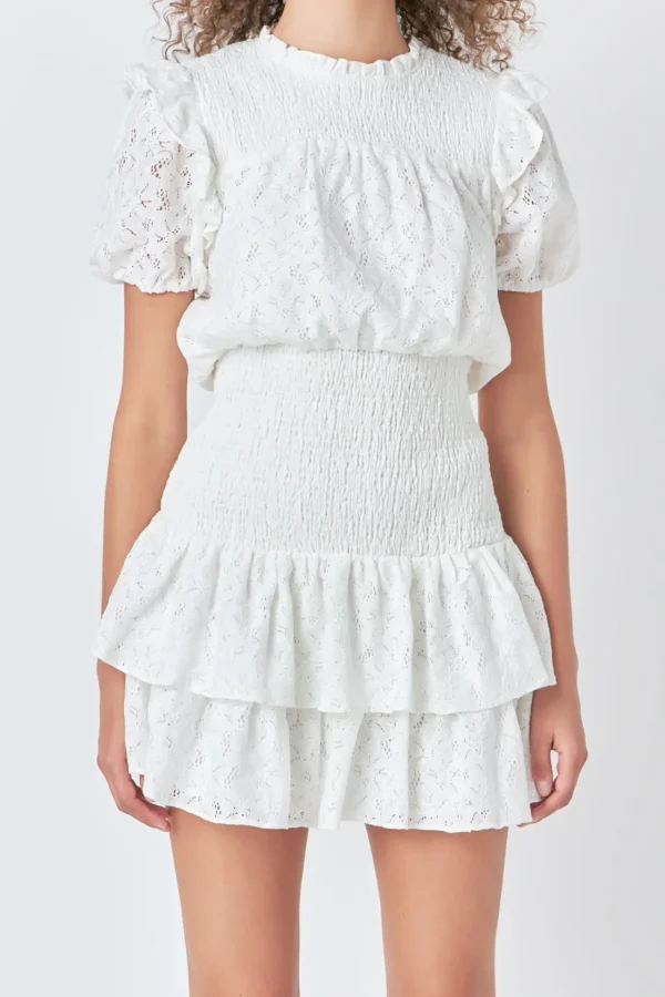 ENDLESS ROSE Lace Dresses | Tops*- Smocked Lace Mini Dress