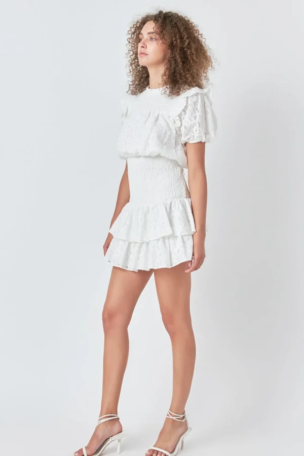 ENDLESS ROSE Lace Dresses | Tops*- Smocked Lace Mini Dress