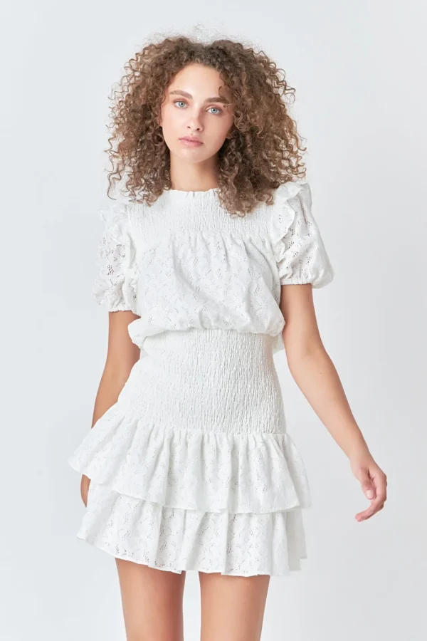 ENDLESS ROSE Lace Dresses | Tops*- Smocked Lace Mini Dress