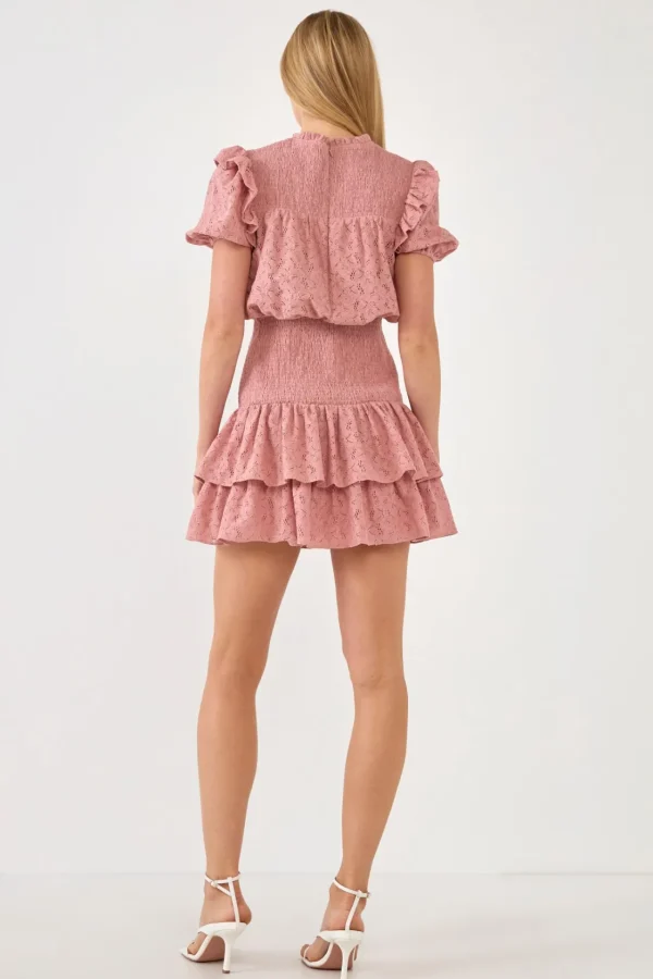 ENDLESS ROSE Lace Dresses | Tops*- Smocked Lace Mini Dress