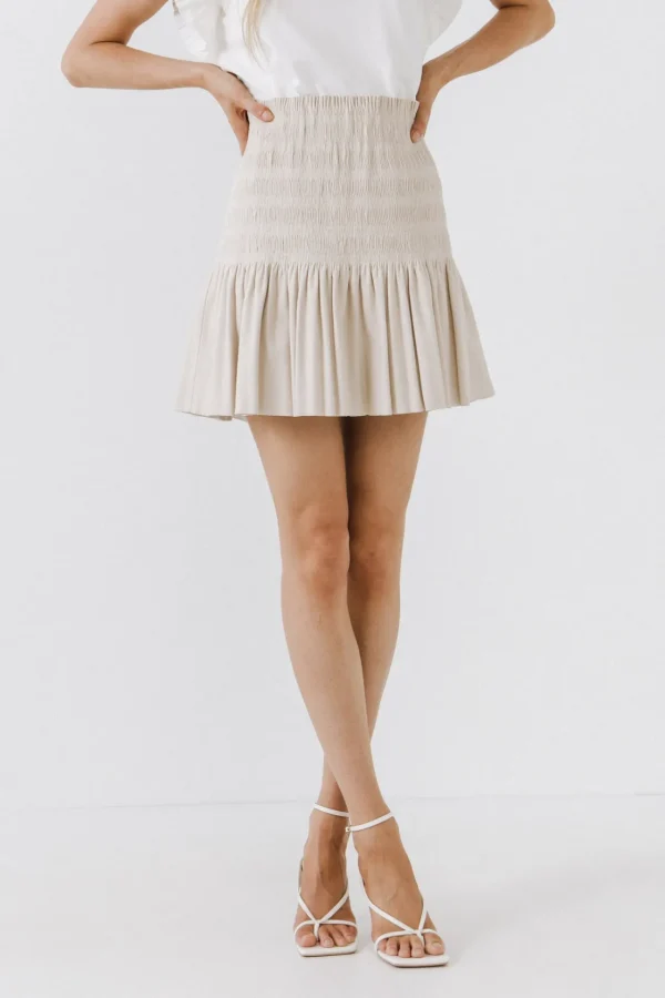 ENDLESS ROSE Skirts | Tops*- Smocked Pleated Faux Leather Skirt