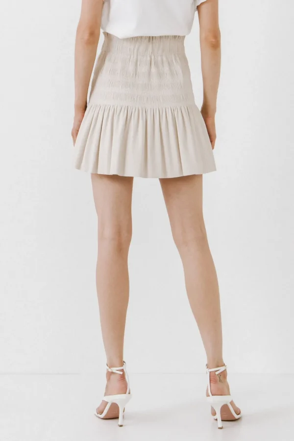 ENDLESS ROSE Skirts | Tops*- Smocked Pleated Faux Leather Skirt