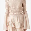 ENDLESS ROSE Tops*- Smocked Top with Bell Sleeves BEIGE