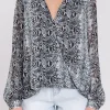 ENDLESS ROSE Shirts & Blouses | Tops*- Snake Skin Pattern Wrap Shirt GREY