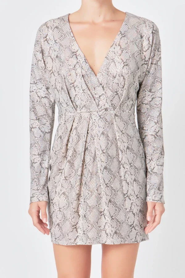 ENDLESS ROSE Tops*- Snake Skin Mini Dress SNAKESKIN