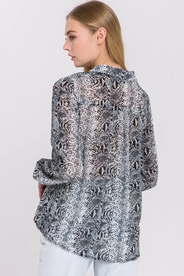 ENDLESS ROSE Shirts & Blouses | Tops*- Snake Skin Pattern Wrap Shirt GREY
