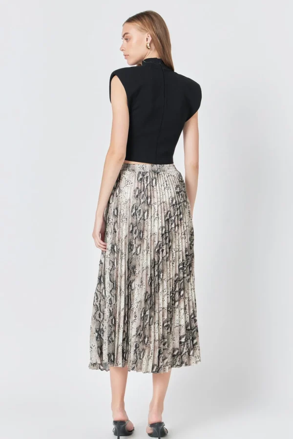 ENDLESS ROSE Skirts | Tops*- Snakeskin Pleated Midi Skirt TANMULTI