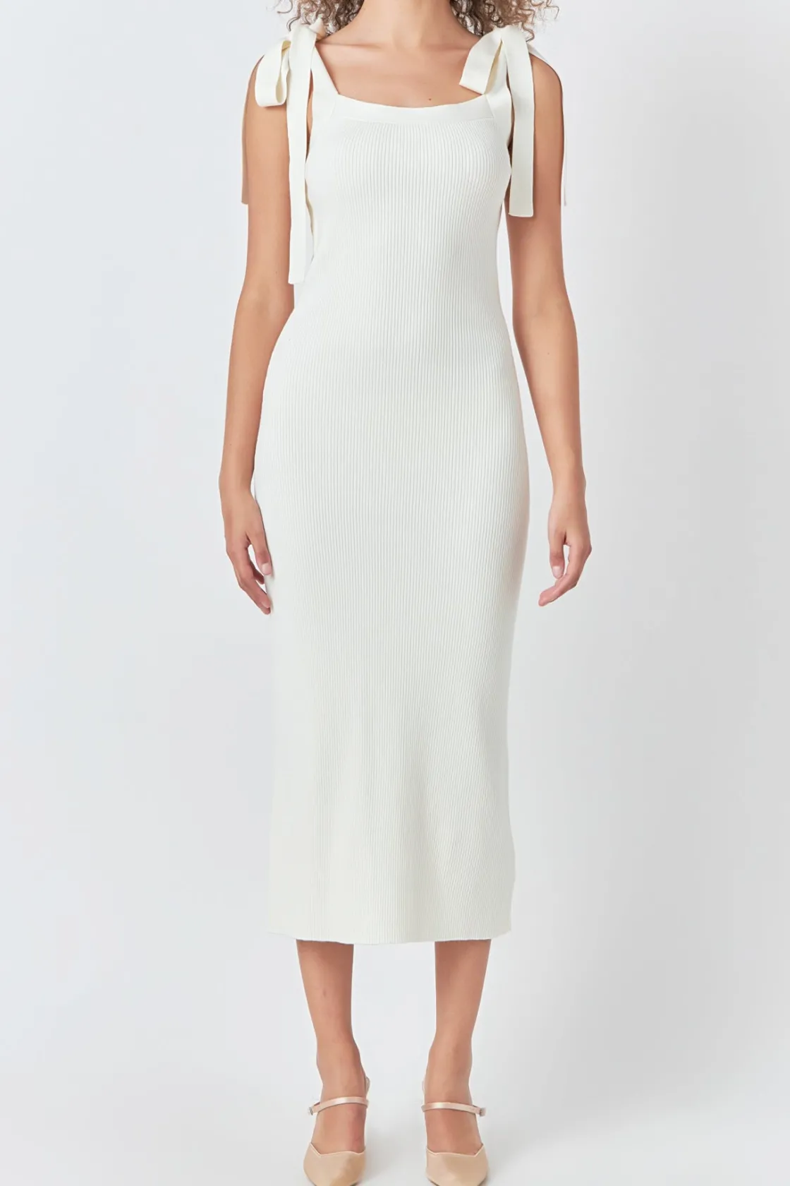 endless_rose__solid_knit__10.webp ENDLESS ROSE Knit Dresses | White Dresses*- Solid Knit Midi Dress