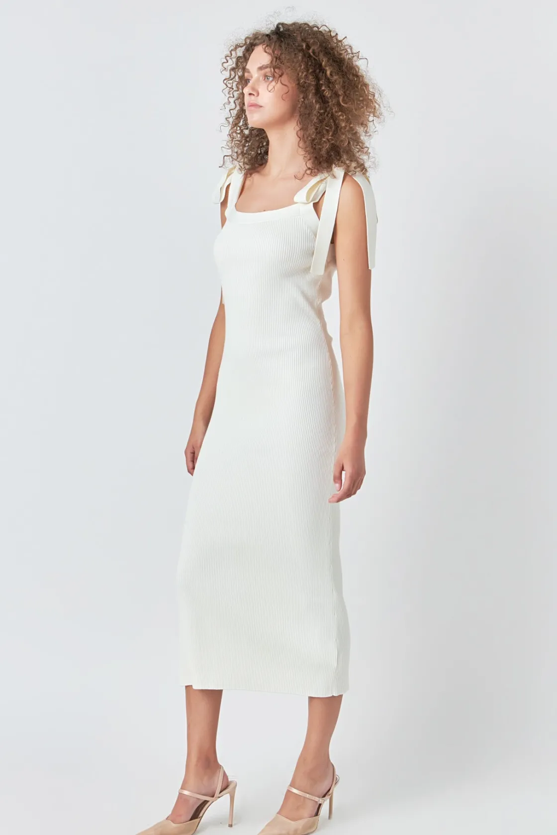 endless_rose__solid_knit__11.webp ENDLESS ROSE Knit Dresses | White Dresses*- Solid Knit Midi Dress