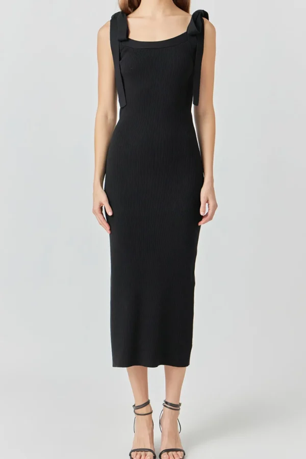 ENDLESS ROSE Knit Dresses | White Dresses*- Solid Knit Midi Dress