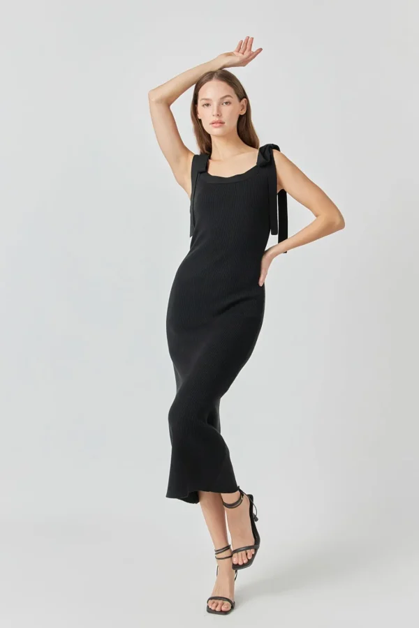 ENDLESS ROSE Knit Dresses | White Dresses*- Solid Knit Midi Dress