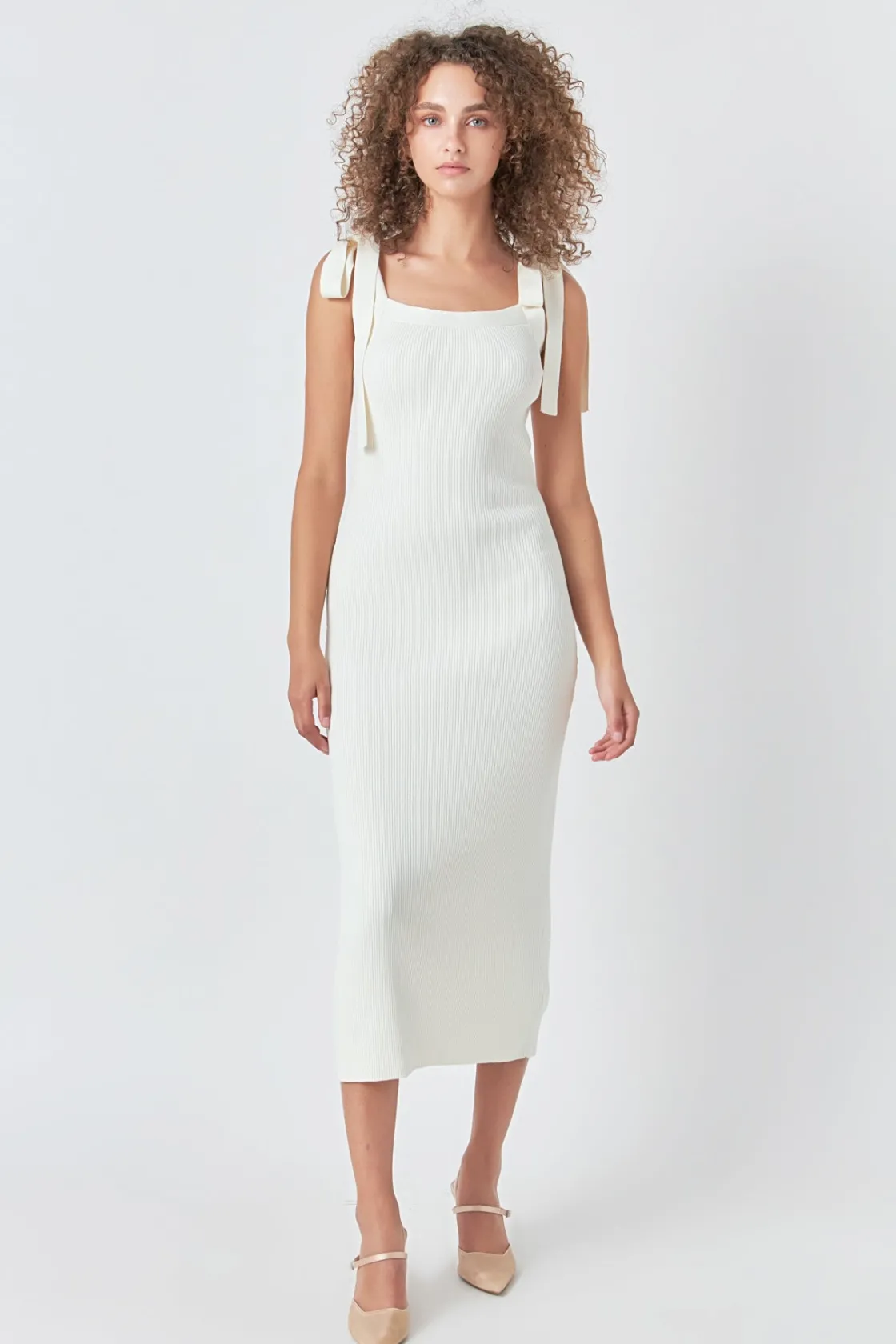 endless_rose__solid_knit__9.webp ENDLESS ROSE Knit Dresses | White Dresses*- Solid Knit Midi Dress