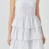 ENDLESS ROSE Tops*- Spaghetti Smocked Tiered Mini Dress WHITE