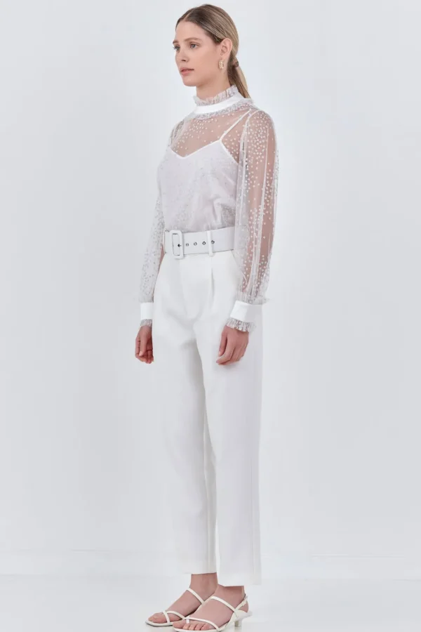 ENDLESS ROSE Shirts & Blouses | Tops*- Speckled Mesh Blouse WHITE