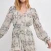 ENDLESS ROSE Tops*- Speckled Pleated Romper WHITE/BLACK