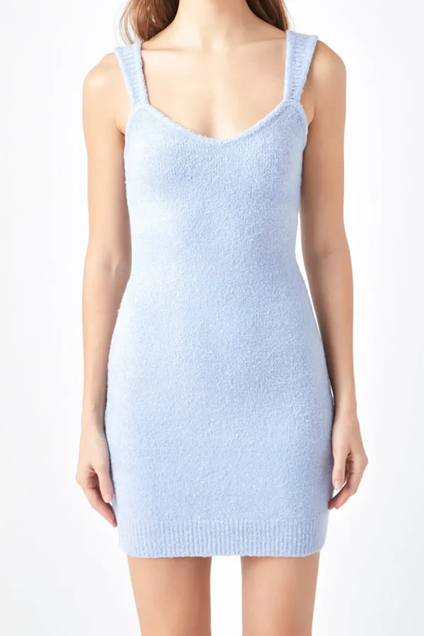ENDLESS ROSE Bodycon Dresses | Sweaters & Knits*- Square Neck Knit Mini Dress BLUE