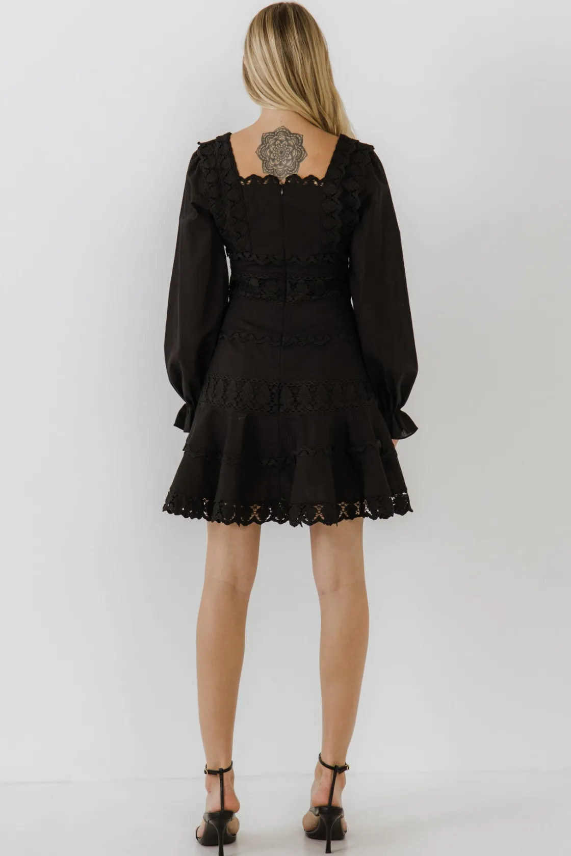 endless_rose__square_neck_1-4.webp ENDLESS ROSE Lace Dresses | White Dresses*- Square Neckline Lace Trim Dress
