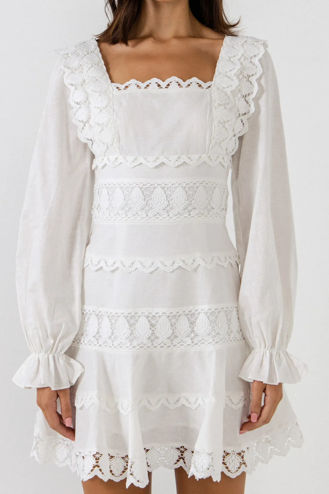 endless_rose__square_neck_5.webp ENDLESS ROSE Lace Dresses | White Dresses*- Square Neckline Lace Trim Dress