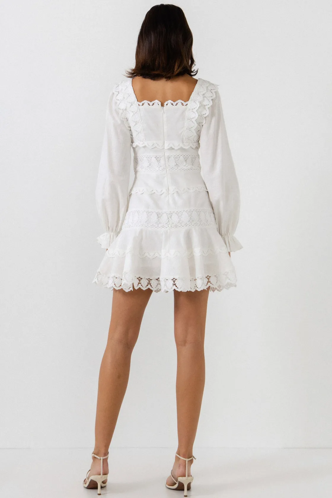 endless_rose__square_neck_7.webp ENDLESS ROSE Lace Dresses | White Dresses*- Square Neckline Lace Trim Dress