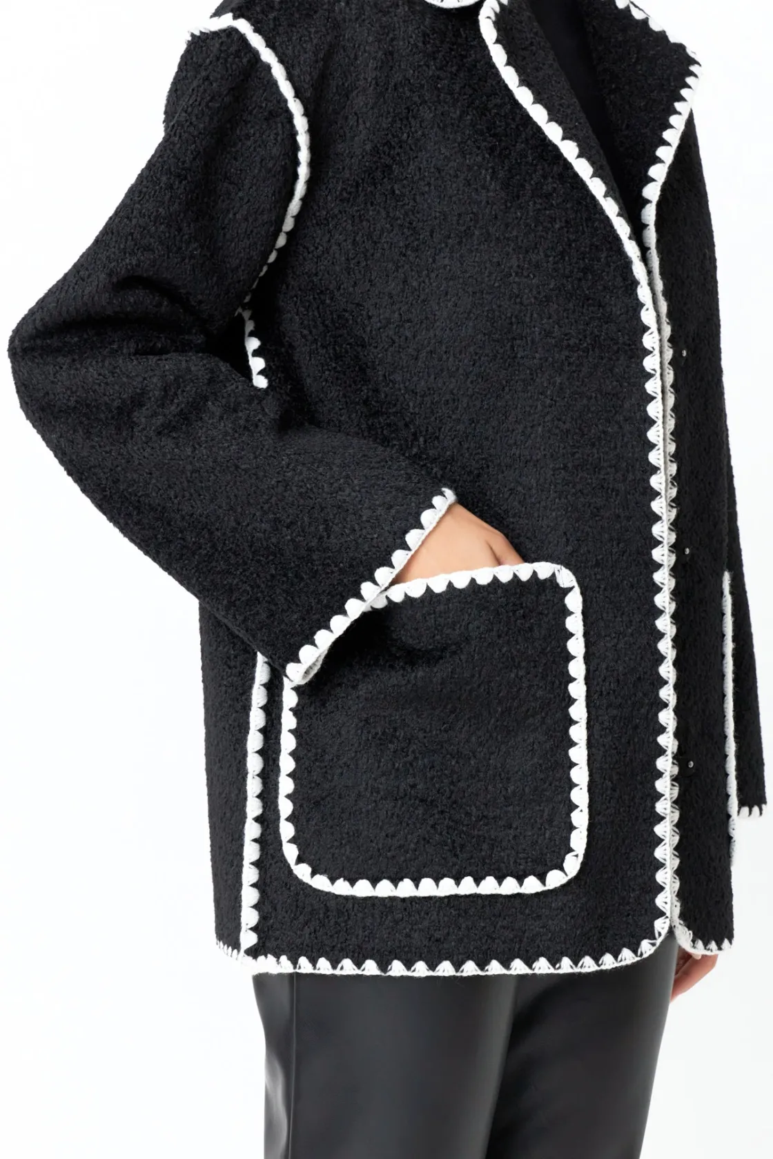endless_rose__stitched_th_0.webp ENDLESS ROSE Jackets & Coats*- Stitched Throw Cardigan BLACK