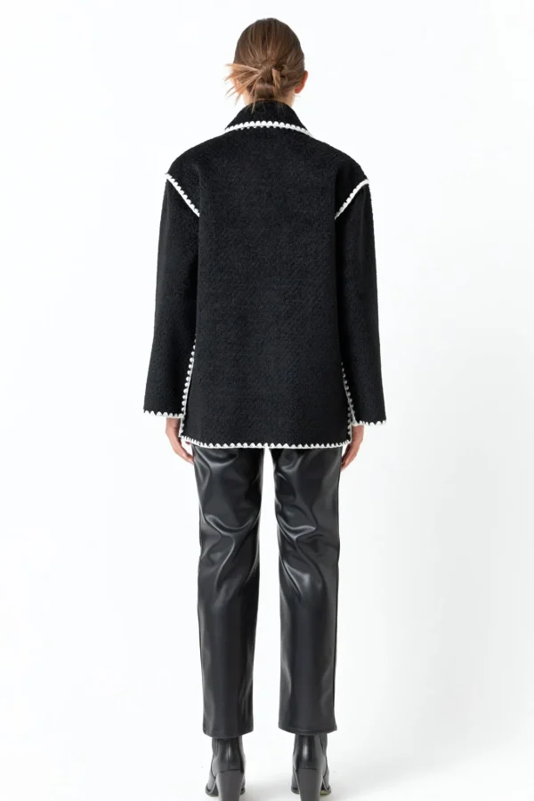 ENDLESS ROSE Jackets & Coats*- Stitched Throw Cardigan BLACK
