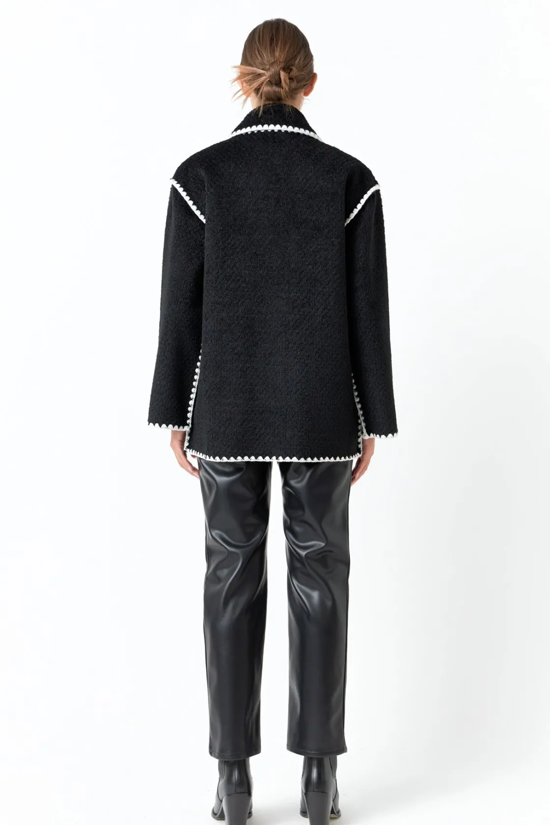 endless_rose__stitched_th_2.webp ENDLESS ROSE Jackets & Coats*- Stitched Throw Cardigan BLACK